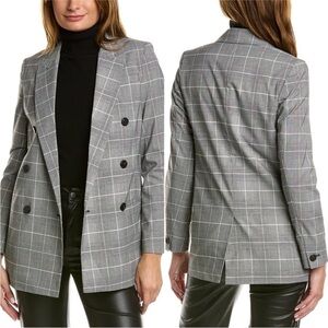 ALLSAINTS Gray Black White Plaid Astrid Check Blazer Size 0